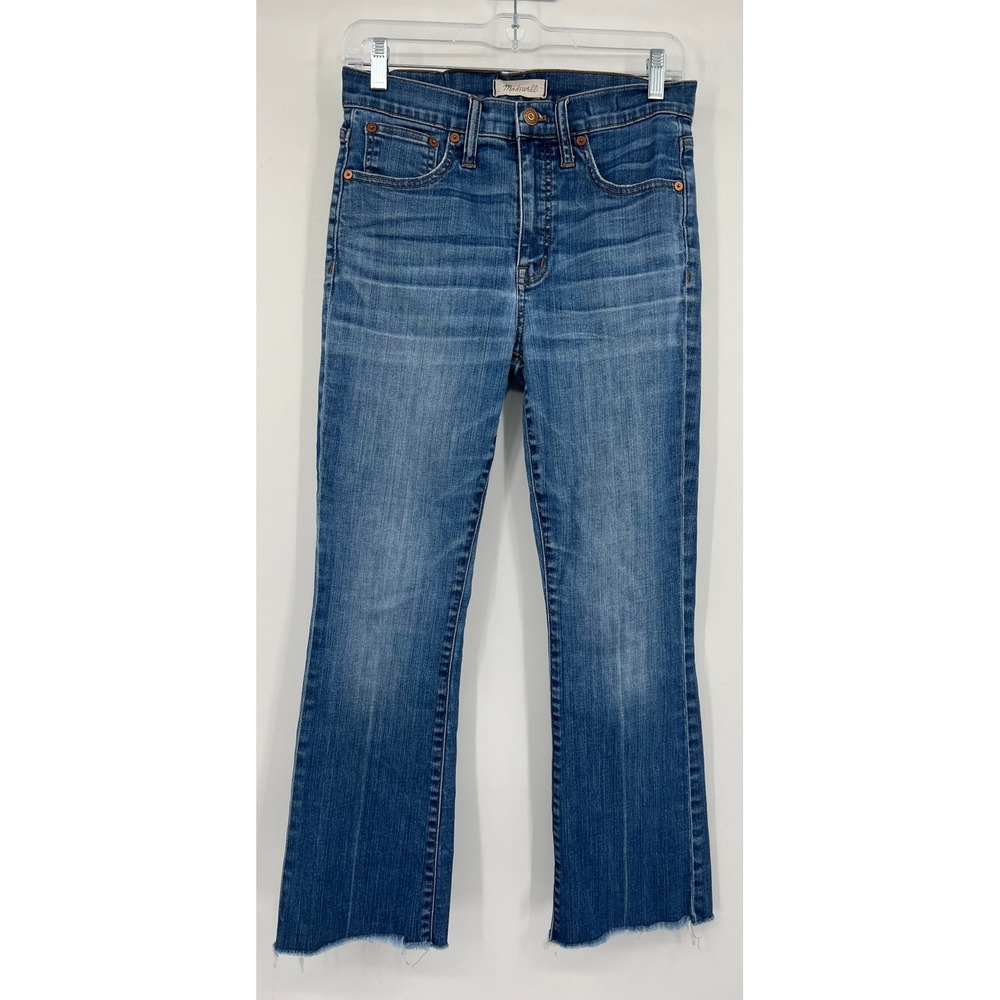 Madewell Womens High Rise Slim Demi-Boot Jeans Blue Medium Wash Raw Hem 27‎